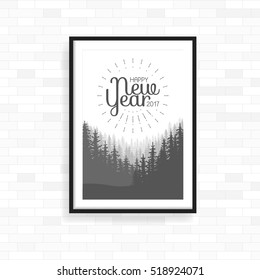 Realistic frame on light grunge brick wall. Perfect for your presentations. frame for your projects. Vector illustration
