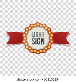 Realistic Frame Template with Light Bulbs