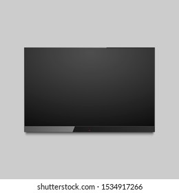 Realistic frameless 4k tv screen vector. LCD, LED tv screen. Vector illustration.