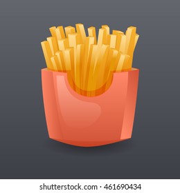Realistic Franch Fries Fast Food Icon Cartoon Symbol Template Vector Illustration