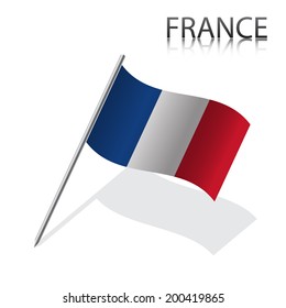 Realistic French flag, vector illustration
