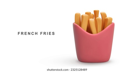 Realistic French fries on white background. Vector illustration.