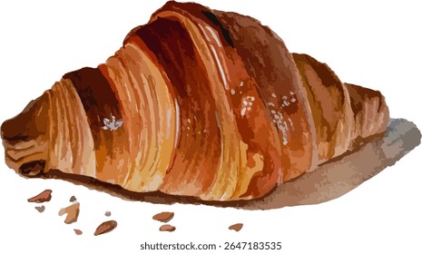 Croissant fresco realista com cobertura de açúcar em fundo transparente. Padaria, pastelaria, pães franceses