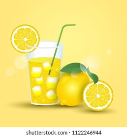 realistic fresh lemon illustration. yellow lemon fruit with texture