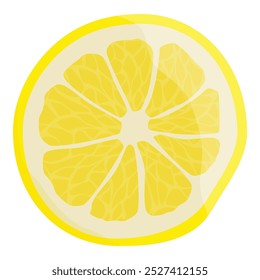 Realistic fresh lemon slice isolated on white background. Vector illustation