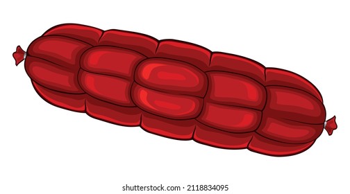 Realistic fresh sausage isolated on white background - Vector illustration