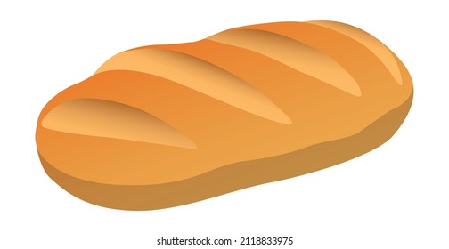 Realistic freshly baked loaf of bread on white background - Vector illustration