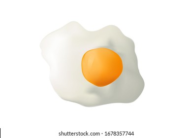 realistic Fried egg isolated on white background on top view food cooking photo object design, vector