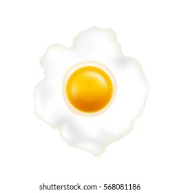 Realistic Fried Egg Top View Traditional Food Breakfast Can Be Used for Menu Cafe, Bar and Restaurant. Vector illustration