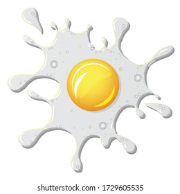 Realistic Fried Scrambled roasted egg, omelette,  isolated on white background,  top view vector illustration