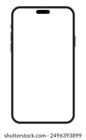 Marco púrpura realista del teléfono móvil de la maqueta del smartphone de la vista frontal con el Vector blanco en blanco de la exhibición