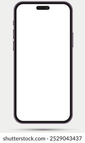 Realistic front view smartphone mockup. Mibile phone black frame with blank white display isolated on background. Vector illustration