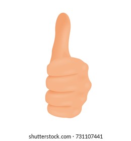 Realistic front view thumb up. Hand vector illustration.