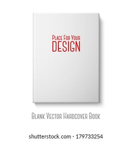 Realistic front white blank hardcover book. Isolated on white background for design and branding, with place for your text. Vector