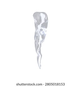 Realistic frozen ice with an elongated, sharp, textured shape, a winter icicle. Cold and spring concept. Decoration for postcards and holiday banners. Ecology, weather forecast. Vector. Icon.
