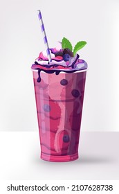 realistic fruity smoothie fresh berries cocktail vertical