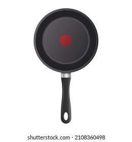 Realistic frying pan in top view isolated on white background