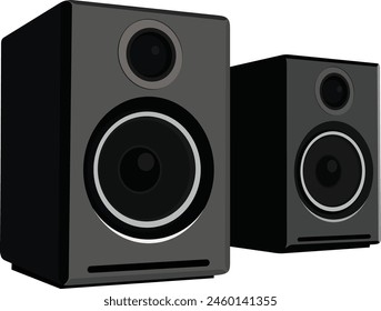 Realistic Full Bass Speaker Vector Illustration in Black for Audio Monitoring