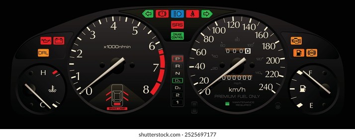 
Realistic full functioning with 6 cylinder gasoline engine and illumination Canadian specification car illustration vector.