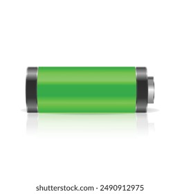 Realistic full green and black battery vector with shadow