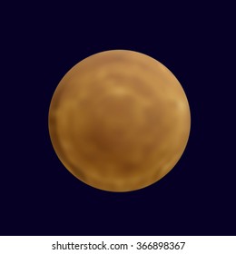 Realistic full mercury in the dark blue sky. Detailed texture of a planet with craters. Astronomy, astrology concept. Gradient mesh vector illustration for your design and business. 