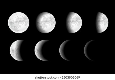 realistische Vollmond Sonnenfinsternis Phasen Hintergrund Design Vektor