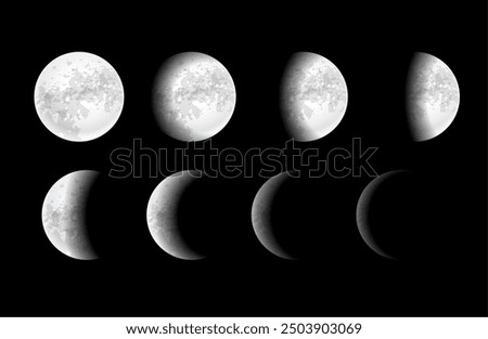 realistic full moon eclipse phases background design vector