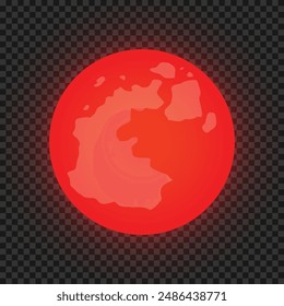 Ilustración realista de la luna llena aislada sobre fondo negro.