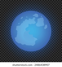 Realistic full moon illustration Isolated on black background.