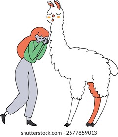  Realistic full-body alpaca illustration on a white background, perfect for creative projects and designs.