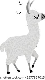  Realistic full-body alpaca illustration on a white background, perfect for creative projects and designs.