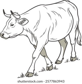 Realistic full-body cow image on a white background, ideal for design projects and stock photography needs.