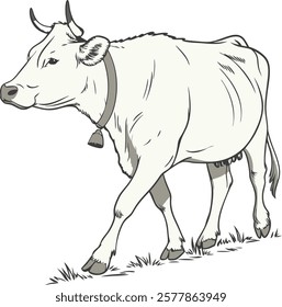 Realistic full-body cow image on a white background, ideal for design projects and stock photography needs.