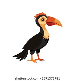 Realistic full-body image of the rare Rufous-headed Hornbill on a white background