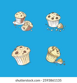  Realistic full-body muffin vector illustration.