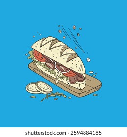 Realistic full-body sandwich vector illustration.