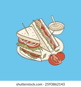  Realistic full-body vector illustration of a club sandwich
