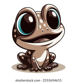 Realistic funny frog. A cartoon character. Reptiles and amphibians. Isolated on a white background. Vector illustration in a flat style.