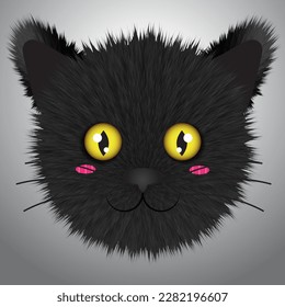 Realistic furry black cat illustration, suitable for anything.