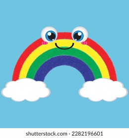 Realistic furry rainbow with clouds illustration, suitable for anything.