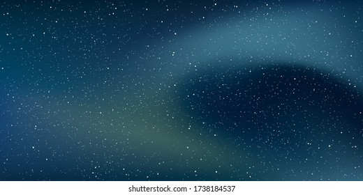 Realistic galaxy sky, Starry nights with bright shiny stars, Shining stars in the dark sky. Vector illustration.