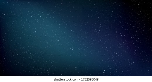 Realistic galaxy sky, Starry nights with bright shiny stars, Shining stars in the dark sky. Vector illustration.