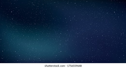 Realistic galaxy sky, Starry nights with bright shiny stars, Shining stars in the dark sky. Vector illustration.