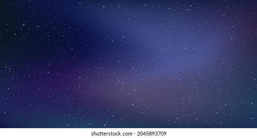 Realistic galaxy sky, Starry nights with bright shiny stars, Shining stars in the dark sky. Vector illustration.