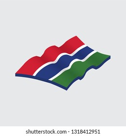 Realistic Gambia flag on grey background, vector illustration.
