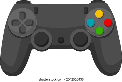 Realistic gamepad with a joystick, illustration on a white background. Black joystick. Vector illustration of eps10.