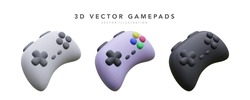 Realistic Gamepads Collection Isolated On White Background. Vector Illustration