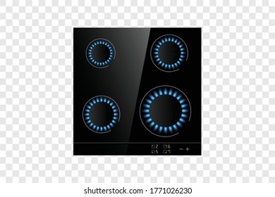 realistic gas cooker.Vector object isolated on transparent background
