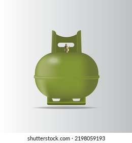 realistic gas cylinder, canister with fuel, storage for gas. Pressurized gas cylinder, storage with tap for substance release vector illustration
