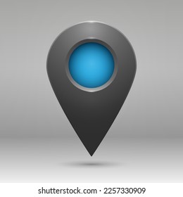 Realistic geolocation icon. Map Pin Icon on a gray gradient background. Vector illustration.